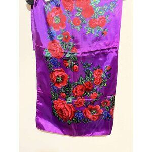 EXCLUSIVE DESIGN women's classic purple scarf Square with a flower